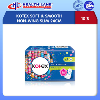 KOTEX SOFT & SMOOTH NON-WING SLIM 24CM (10'S)